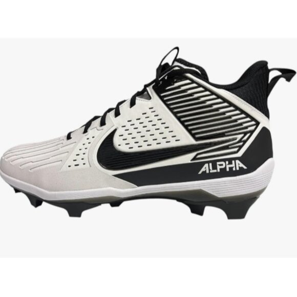 New! Size: 15 Men | Nike Alpha Menace Strong Football Cleats White/Black - Picture 3 of 16